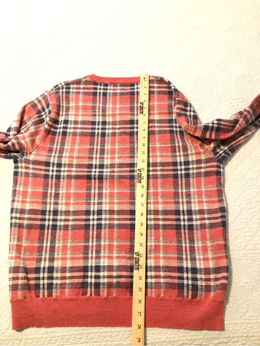 J Crew crewneck sweater in Summer plaid. Size XL.